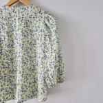 Thumbnail for Floral linen blouse with puffed sleeves