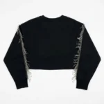Featured thumbnail for NOLI – Black cropped yoga/athleisure top with fringing and rhinestones – M