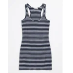 Featured thumbnail for LIFETIME – Navy blue and white striped, preppy-style fitted dress with a racerback – Spring/Summer