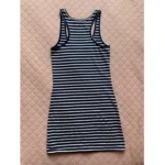 Thumbnail for LIFETIME – Navy blue and white striped, preppy-style fitted dress with a racerback – Spring/Summer