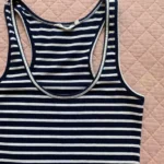 Thumbnail for LIFETIME – Navy blue and white striped, preppy-style fitted dress with a racerback – Spring/Summer