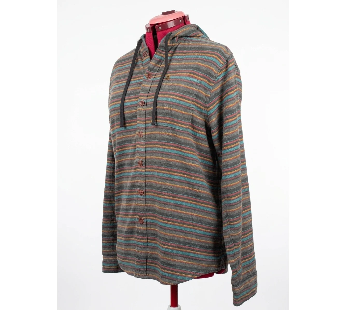 Billabong – Striped flannel shirt with hood and button fastening – Spring/Summer Billabong seconde main