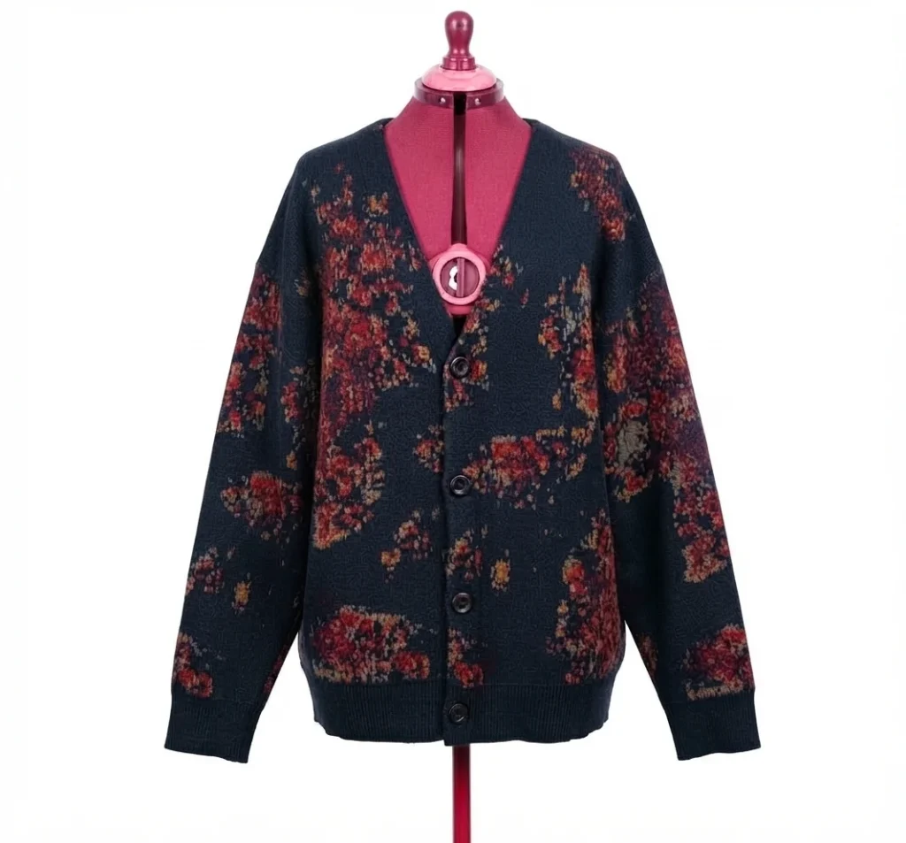 Featured image for INSIGHT – Australia – Oversized chunky-knit cardigan/jumper with a floral pattern – M