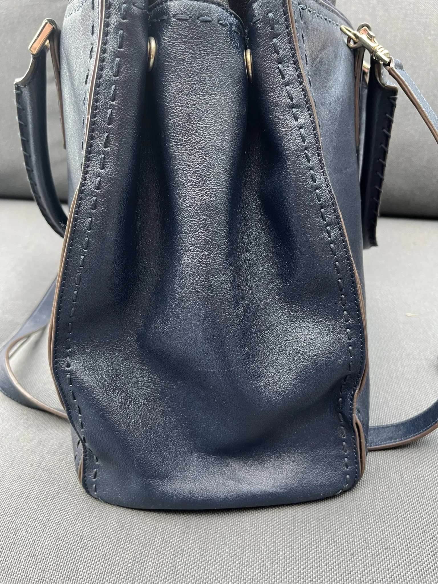 Image for Anya Hindmarch handbag in navy blue leather