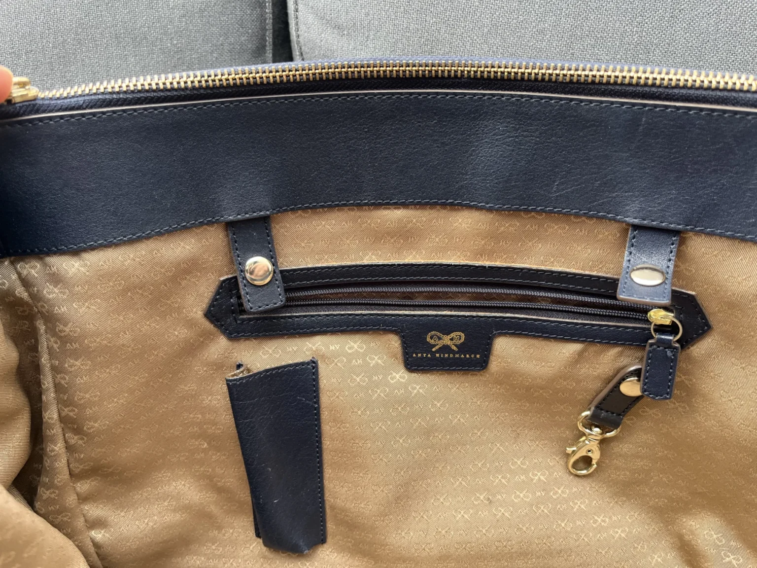 Image for Anya Hindmarch handbag in navy blue leather