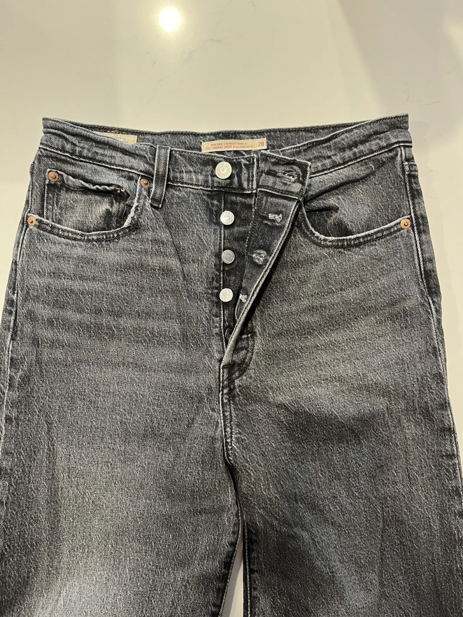 Image for Levi's Premium Ribcage Straight Ankle Jeans – Dark grey wash