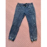 Thumbnail for RVCA – Roundhouse joggers in acid-washed slate blue with a denim-effect finish and drawstring – M