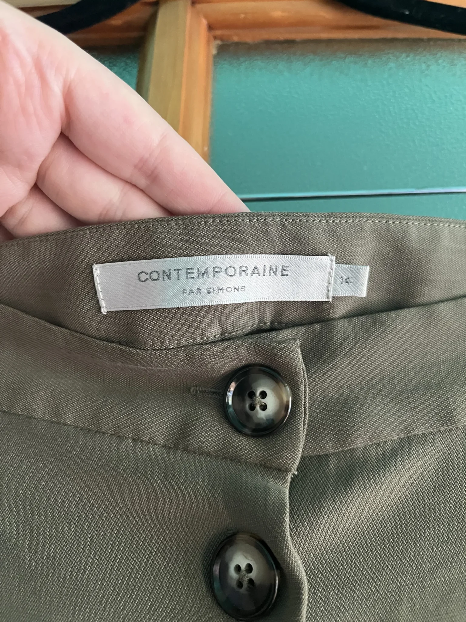 Image for Khaki Button-Up Skirt