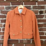 Featured thumbnail for Orange cropped tweed jacket, size M