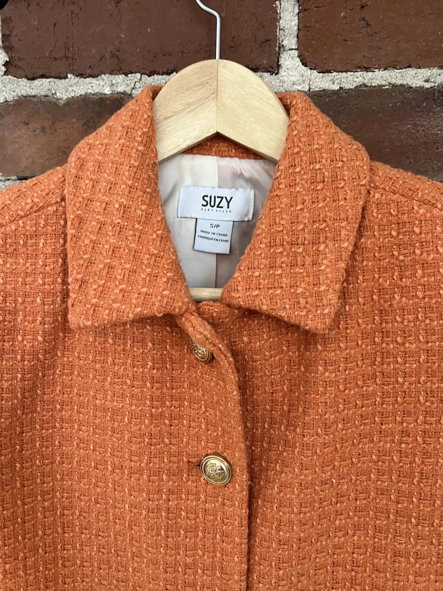 Image for Orange cropped tweed jacket, size M