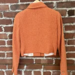 Thumbnail for Orange cropped tweed jacket, size M