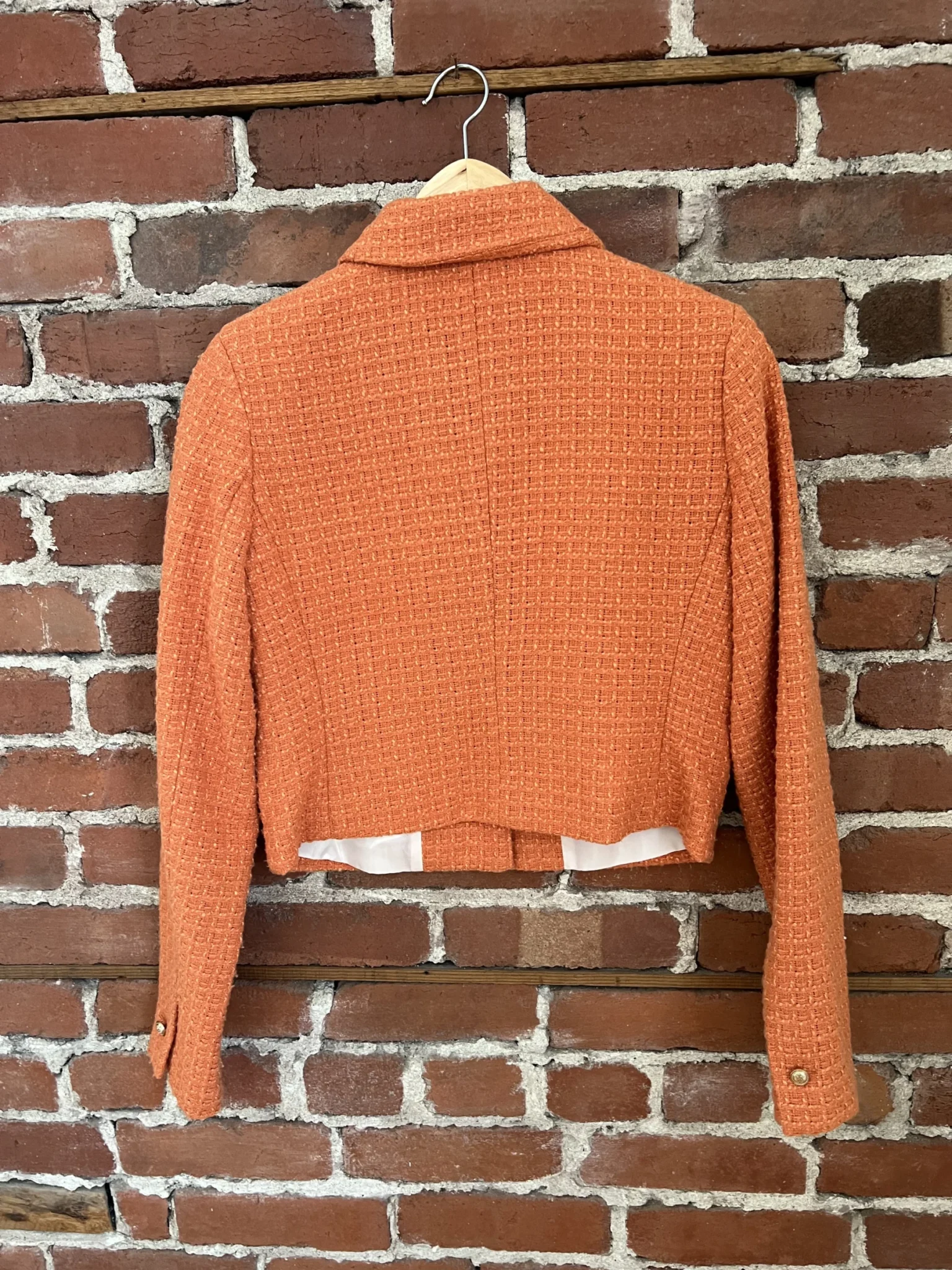 Image for Orange cropped tweed jacket, size M