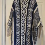 Thumbnail for Blue and beige braided poncho