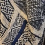 Thumbnail for Blue and beige braided poncho