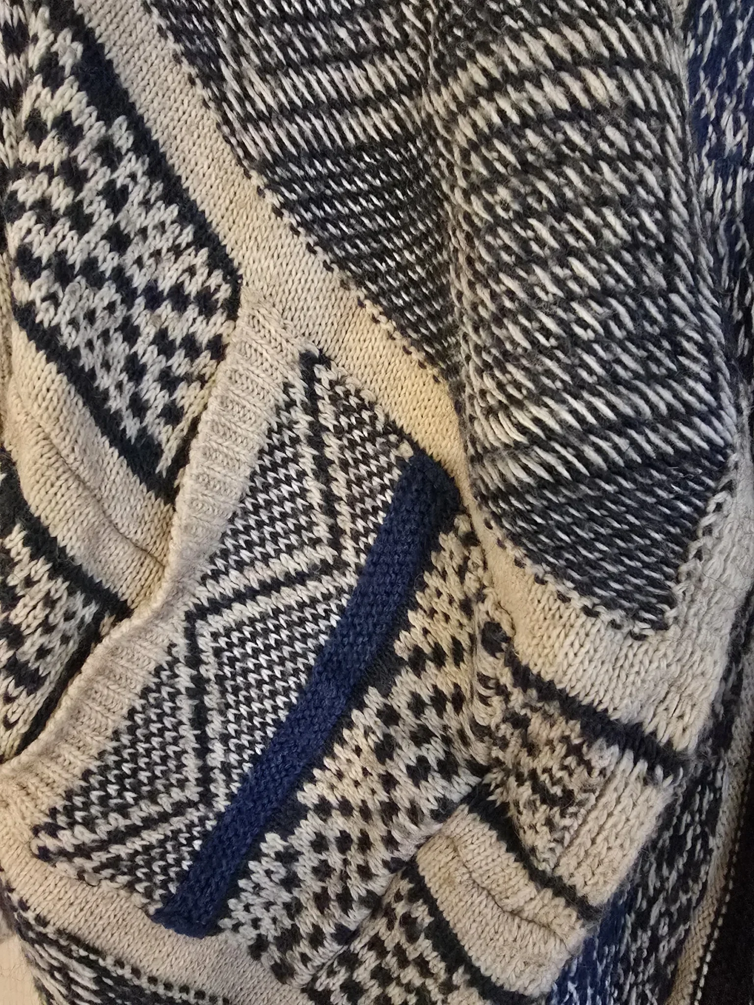 Image for Blue and beige braided poncho