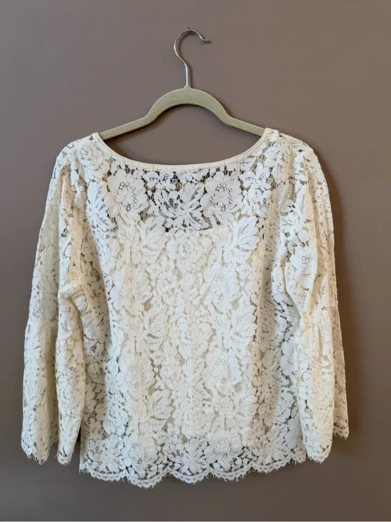 Image for White House Black Market Floral Lace Blouse - Size S