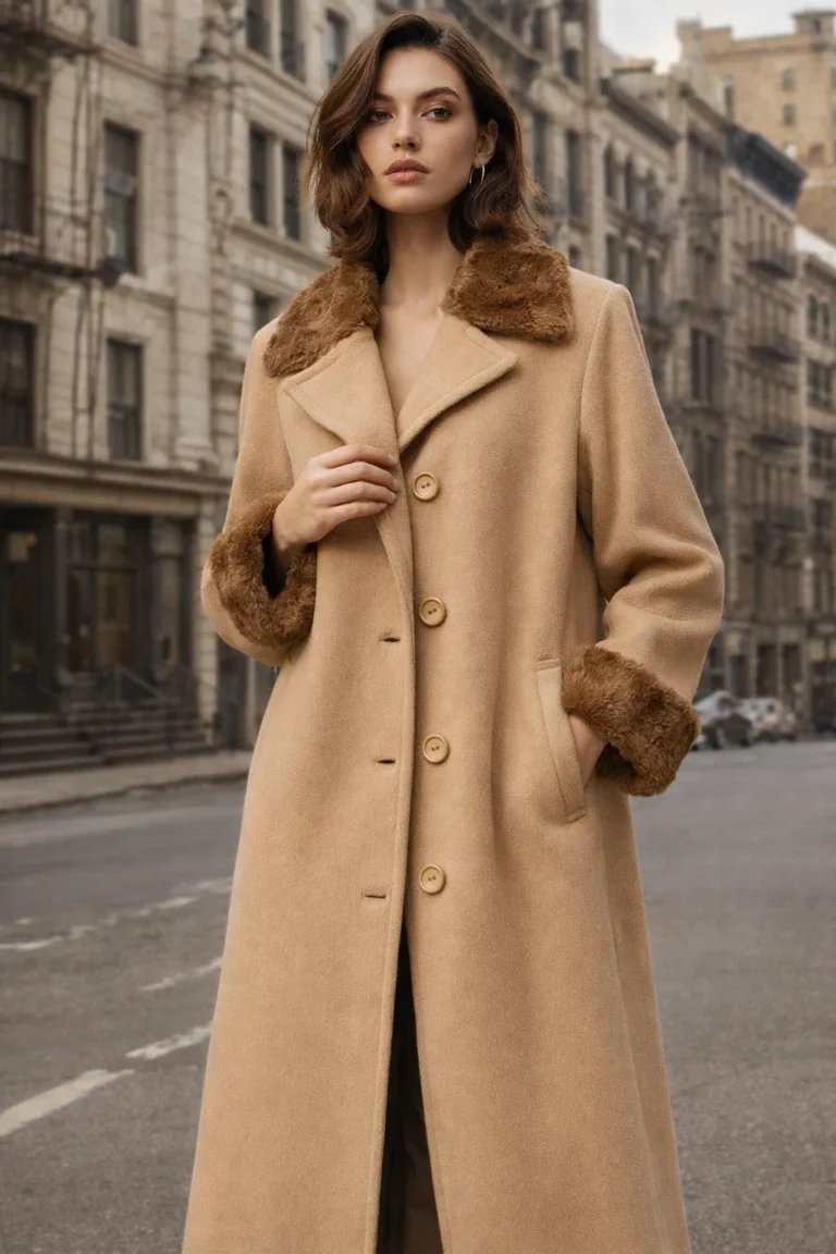 Featured image for Vintage Luxury Angora Cashmere Wool Camel Tan Coat‎