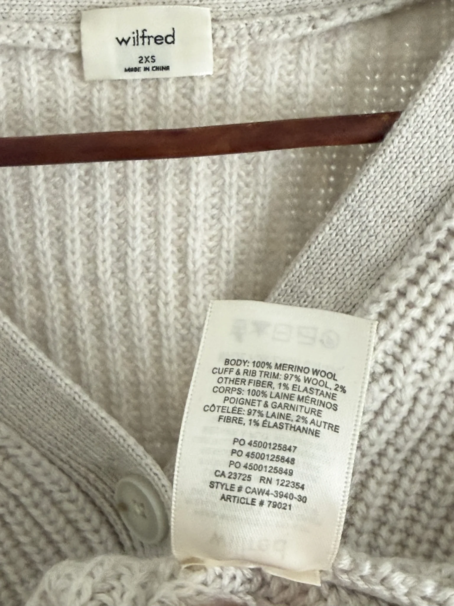 Image for Merino wool cardigan by Aritzia