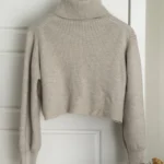 Thumbnail for Merino wool roll-neck jumper with a V-neck