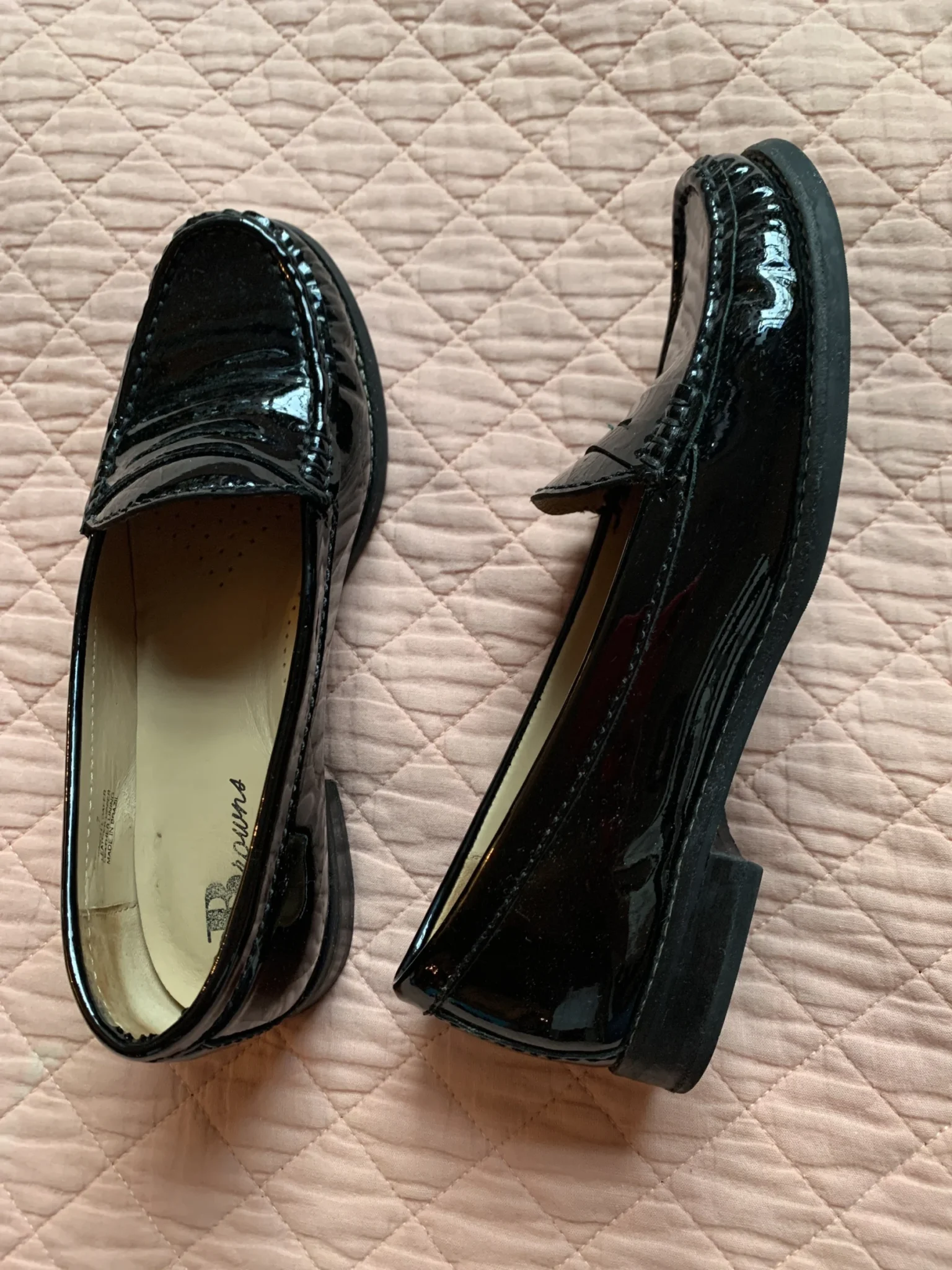 Image for BROWNS « Finch » – Mocassins noirs en cuir verni à pampilles, style Dark Academia / Preppy, pointure 7