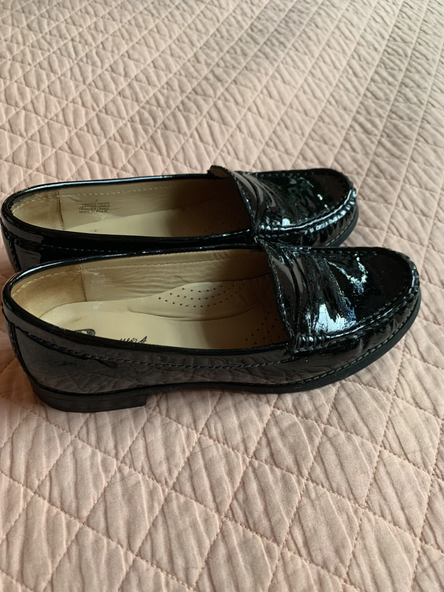 Image for BROWNS « Finch » – Mocassins noirs en cuir verni à pampilles, style Dark Academia / Preppy, pointure 7