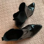 Thumbnail for ALDO – Bottines Chelsea noires en cuir verni à bout pointu – 7 US / 37,5 EUR