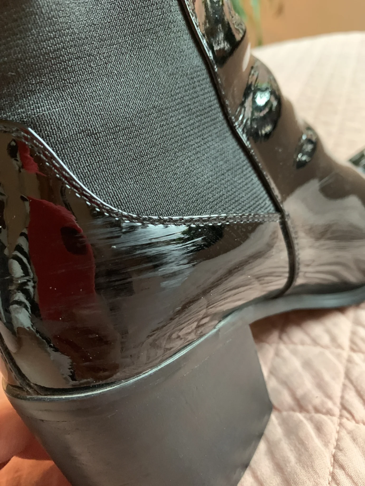 Image for ALDO – Bottines Chelsea noires en cuir verni à bout pointu – 7 US / 37,5 EUR