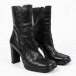 Featured thumbnail for PEGABO – Vintage black Italian leather ankle boots – block heel, size 40 EU