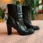 Thumbnail for PEGABO – Vintage black Italian leather ankle boots – block heel, size 40 EU