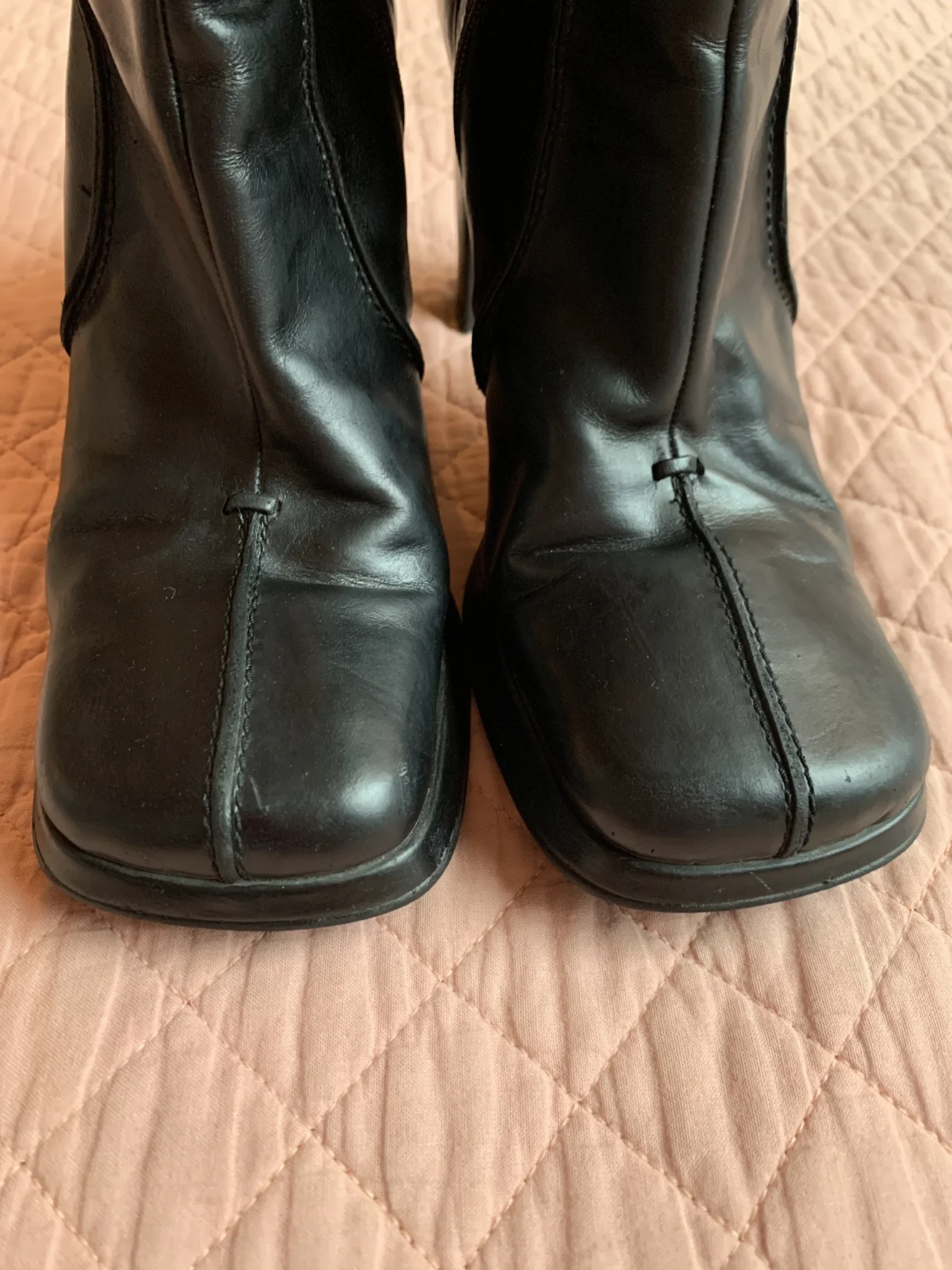 Image for PEGABO – Vintage black Italian leather ankle boots – block heel, size 40 EU