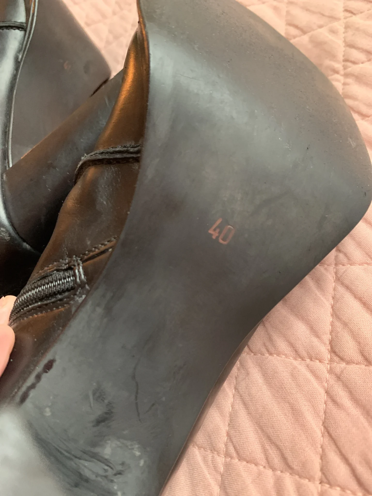 Image for PEGABO – Vintage black Italian leather ankle boots – block heel, size 40 EU