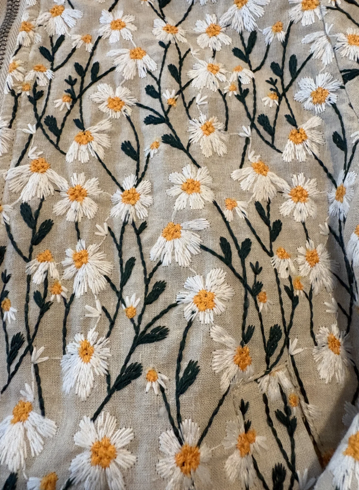 Image for With Les Filles — daisy-embroidered bomber jacket — cream