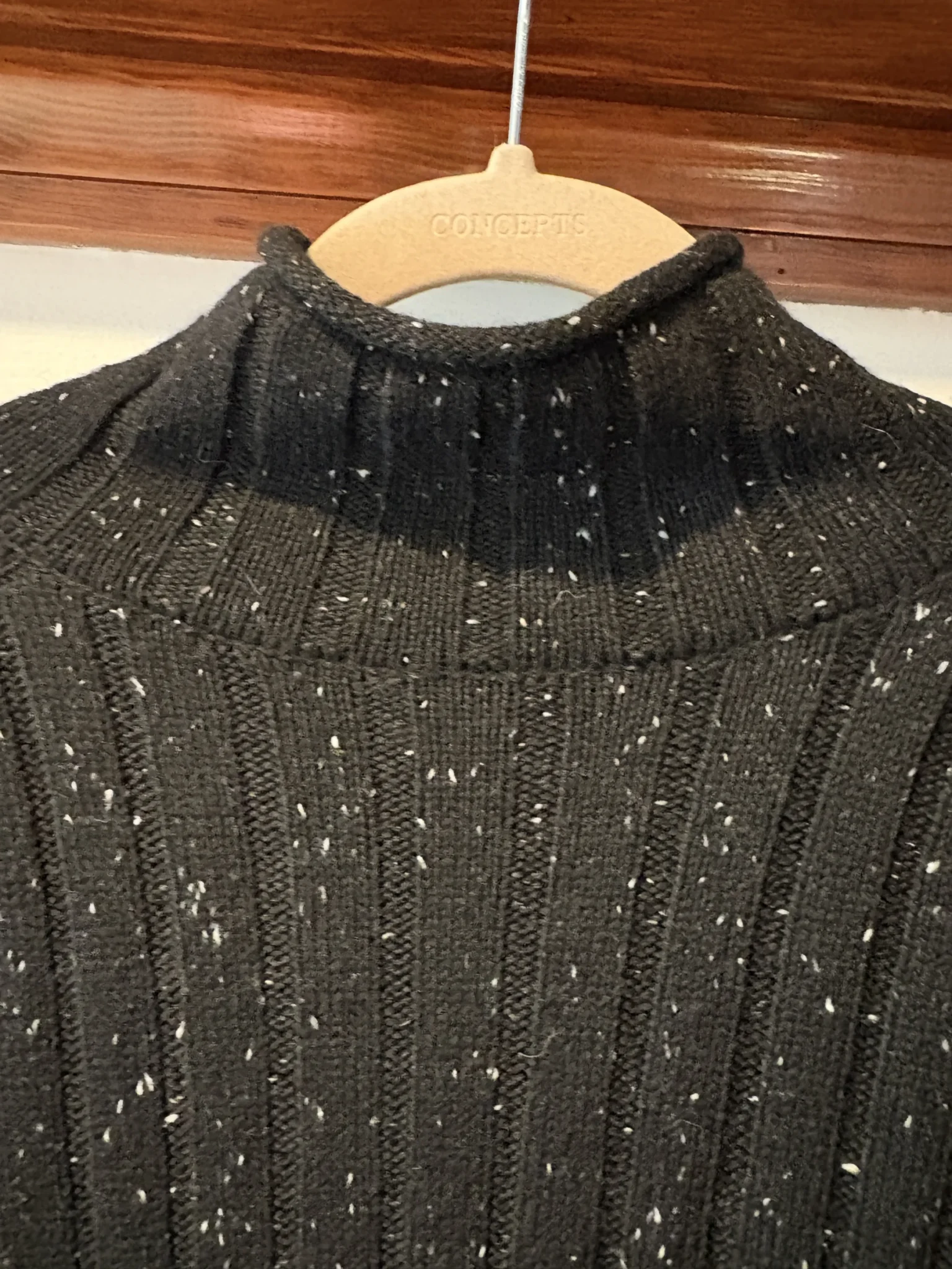 Image for Frank And Oak black speckled wool jumper dress – Size S