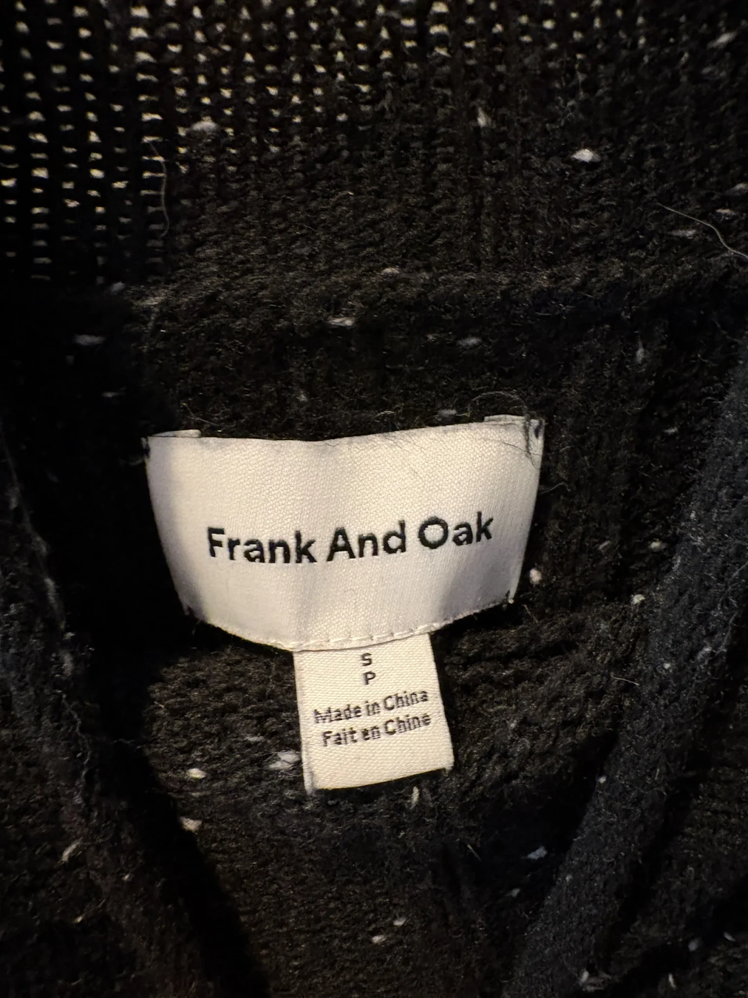 Image for Frank And Oak black speckled wool jumper dress – Size S