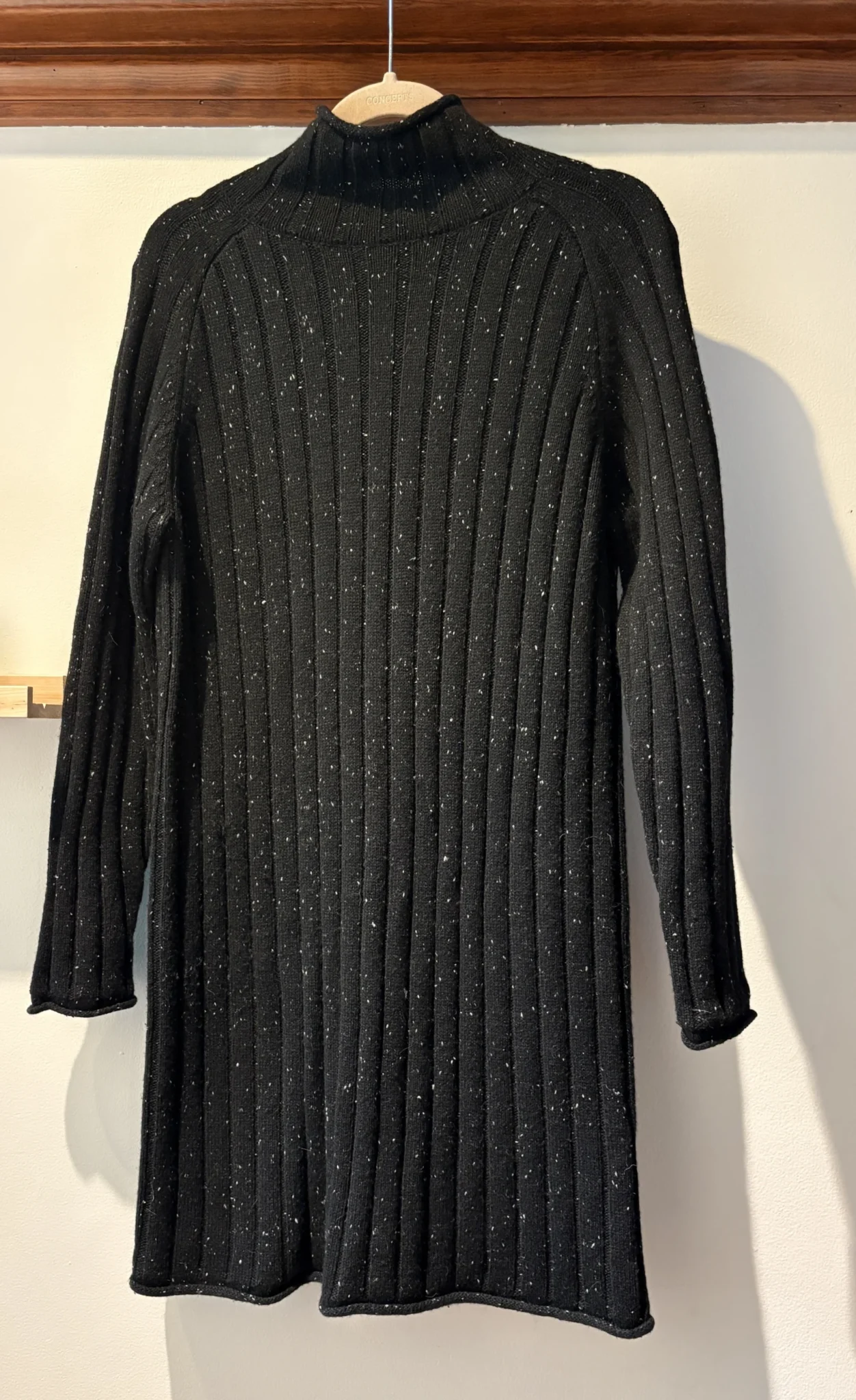 Image for Frank And Oak black speckled wool jumper dress – Size S