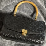 Featured thumbnail for Sac à main vintage ACCESS en osier laqué noir - Fabriqué en Italie (Années 1980)