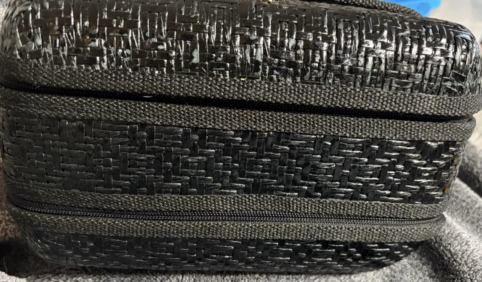Image for Sac à main vintage ACCESS en osier laqué noir - Fabriqué en Italie (Années 1980)