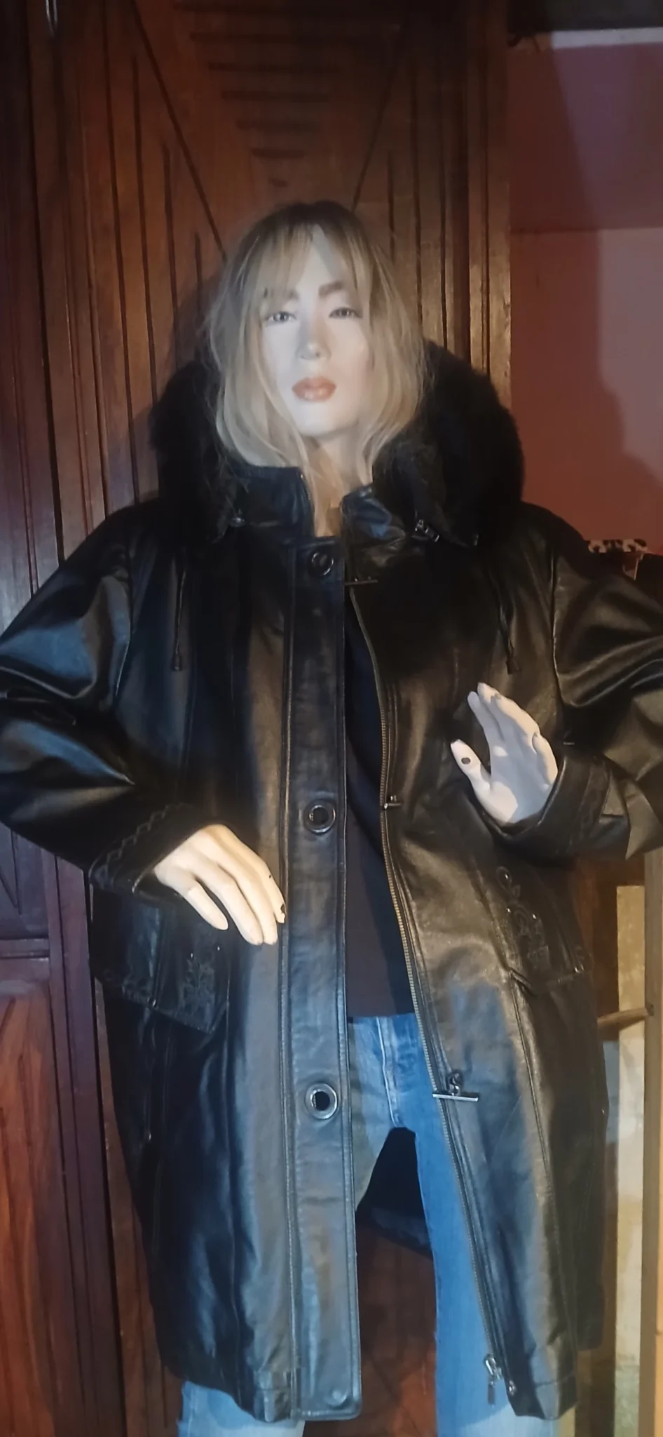 Image for Manteau cuir brodé Claire France