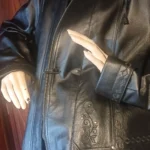 Thumbnail for Manteau cuir brodé Claire France