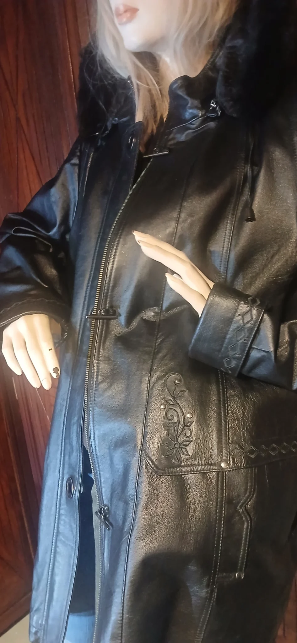 Image for Manteau cuir brodé Claire France
