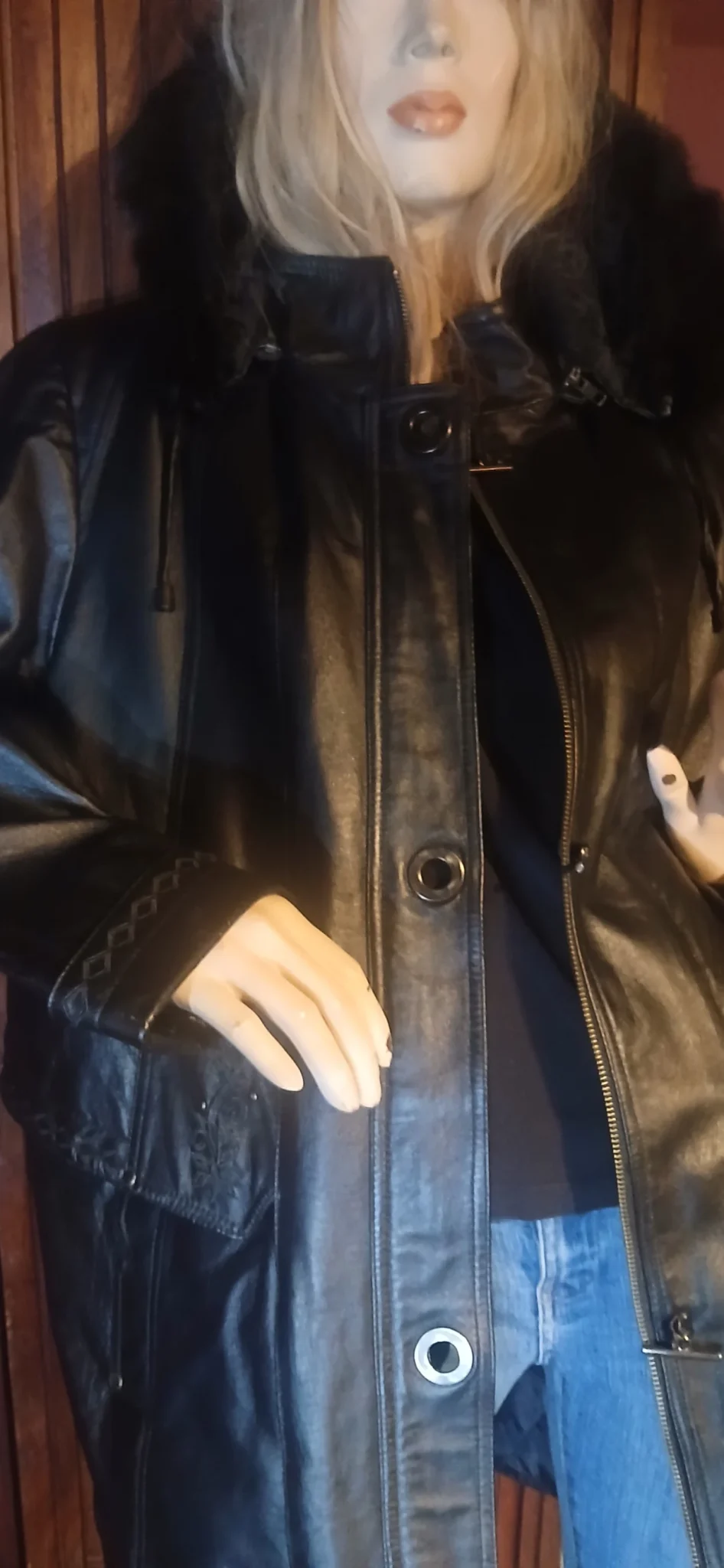 Image for Manteau cuir brodé Claire France