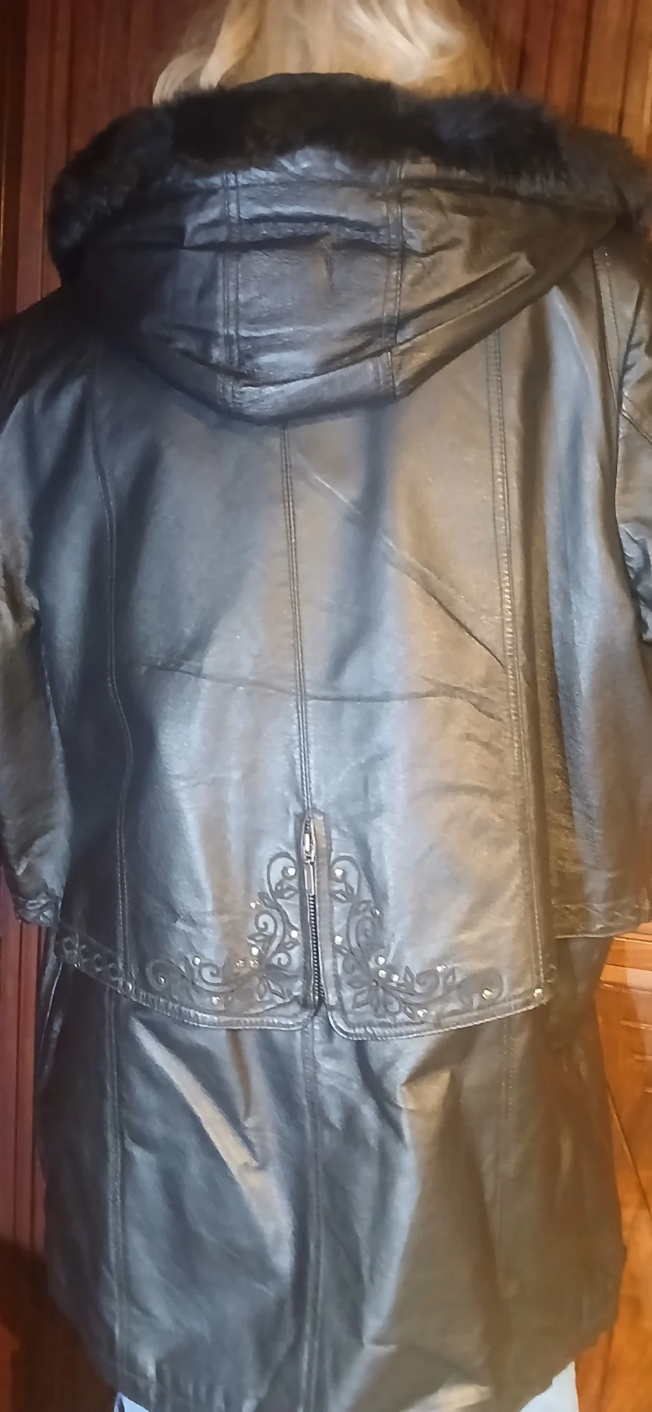 Image for Manteau cuir brodé Claire France