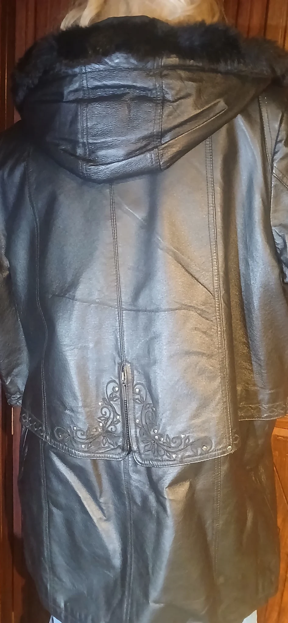 Image for Manteau cuir brodé Claire France