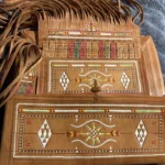 Thumbnail for Vintage hand-embroidered, handcrafted leather shoulder bag – Boho / Tuareg style