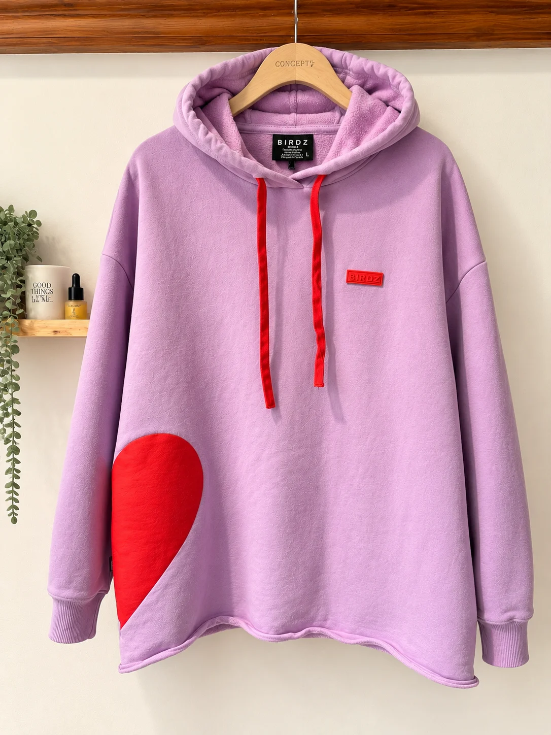 BIRDZ Women’s Hoodie – mauve and red – Size L *Other seconde main