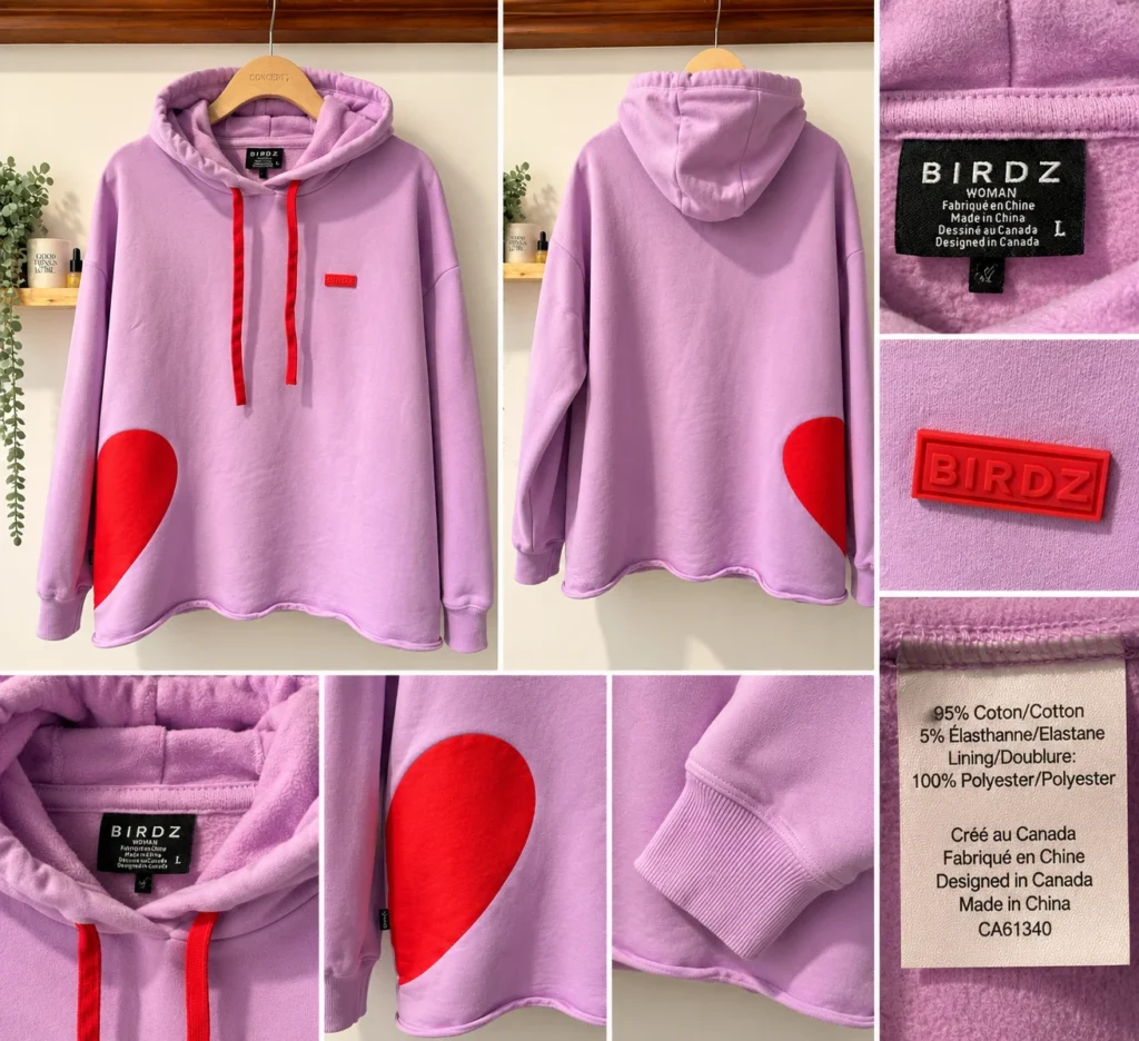 Image for BIRDZ Women’s Hoodie – mauve and red – Size L