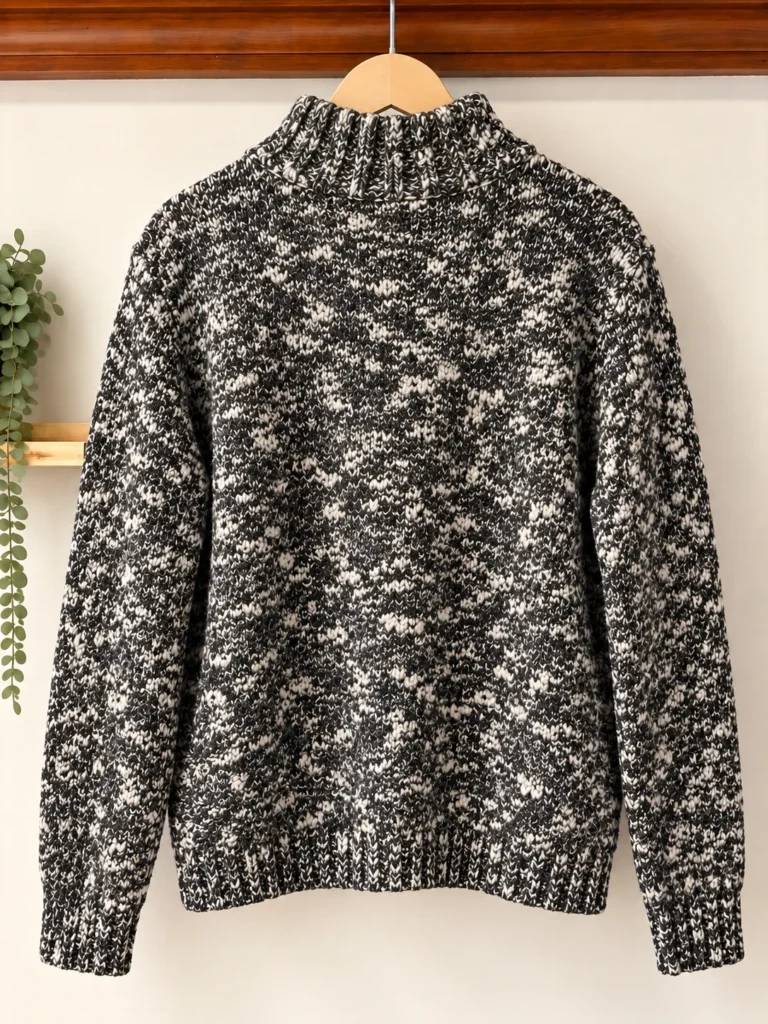 Image for WOOLRICH | Black and cream marl jumper with a zipped high neck