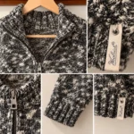 Thumbnail for WOOLRICH | Black and cream marl jumper with a zipped high neck