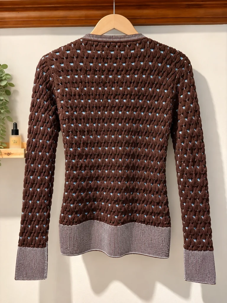 Image for Twik textured cardigan by Simons – chocolate brown and powder blue – M