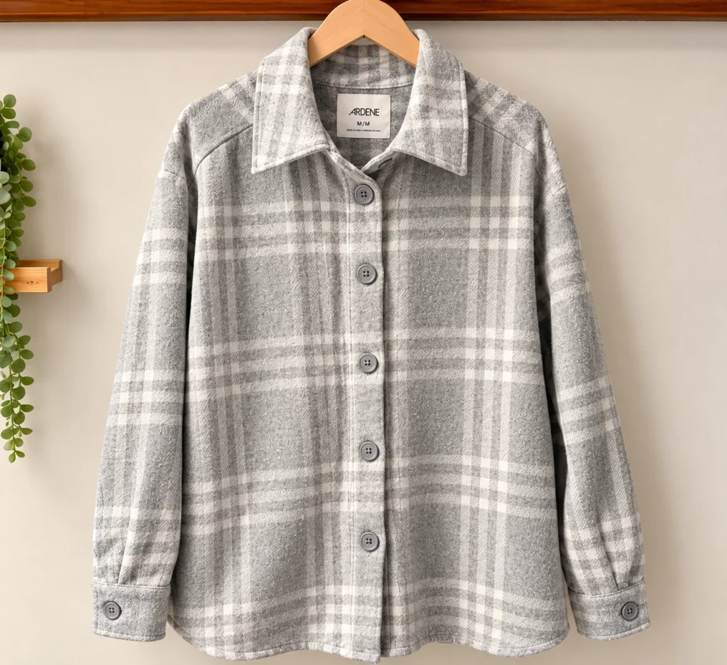 Featured image for Ardene grey & cream checked overshirt – M – BRAND NEW WITH TAG